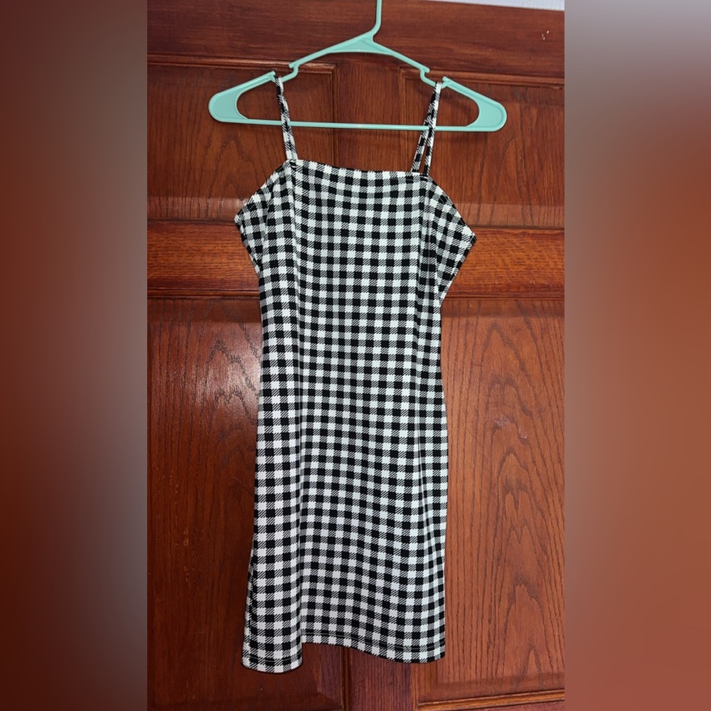 SHEIN Monochrome Plaid Mini Dress